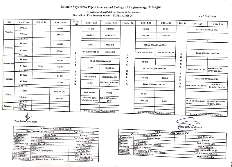 time table